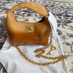 Schiaparelli Eye Sac Mini Hobo suede & gold mix NWT